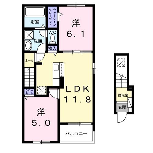 SALLIER(1LDK/2階)の間取り写真