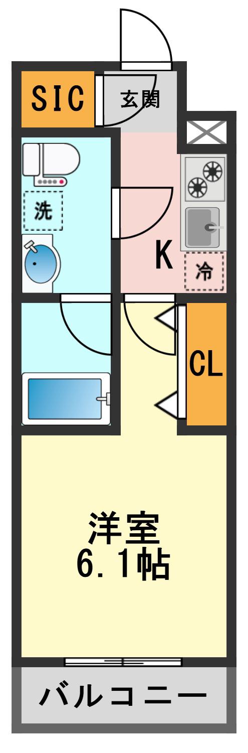ベルシード新小岩AZ(1K/4階)の間取り写真