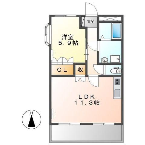 エーヴィヒハイムII(1LDK/2階)の間取り写真