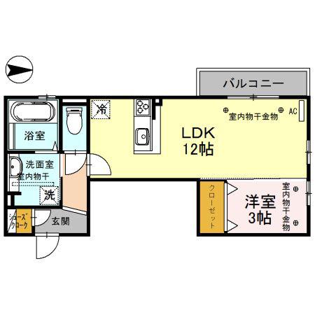 セジュールWILL(1LDK/3階)の間取り写真