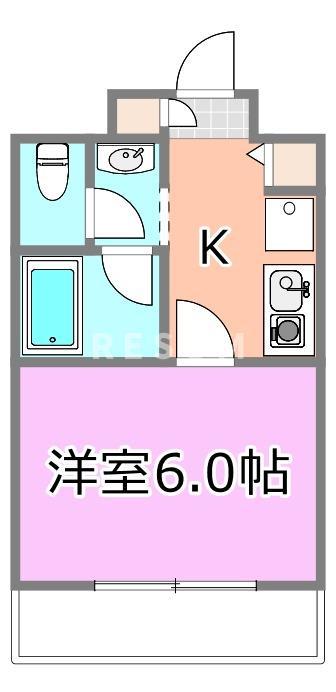 エスパル汐見(1K/2階)の間取り写真