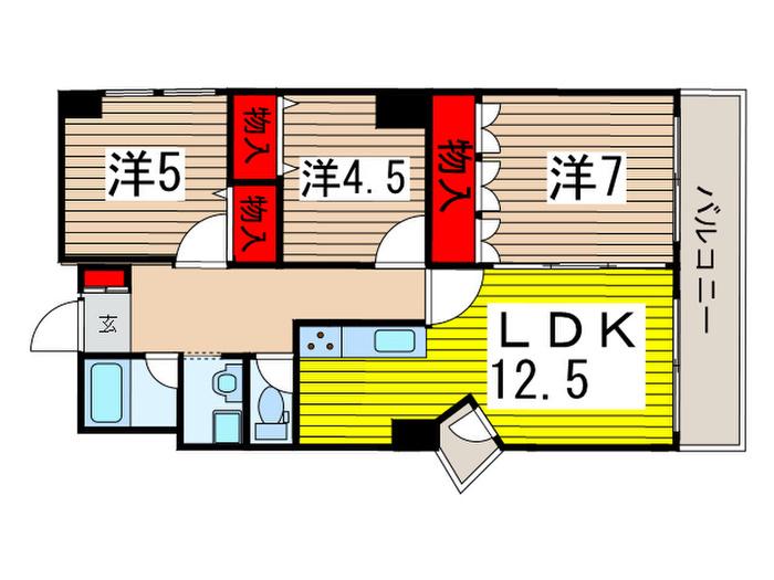 リデンテ南浦和(3LDK/2階)の間取り写真