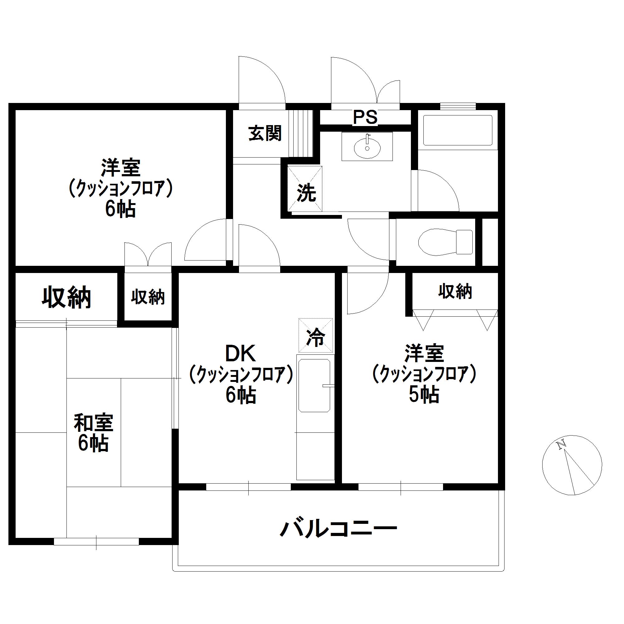 須賀第一ハイツ(3DK/1階)の間取り写真