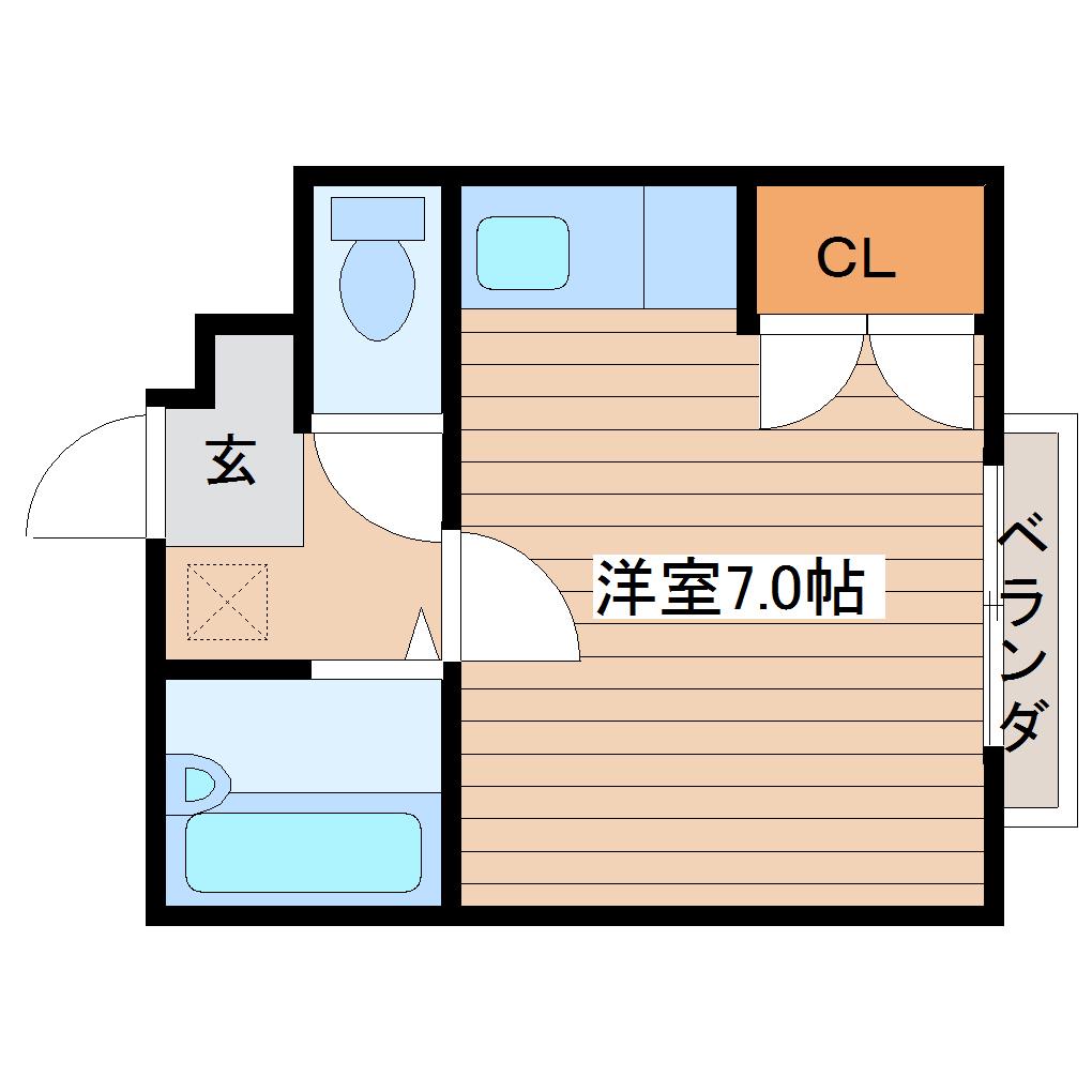 宮城野ASAビル(ワンルーム/1階)の間取り写真