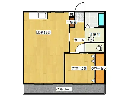 レジデンスシムラA棟(1LDK/1階)の間取り写真
