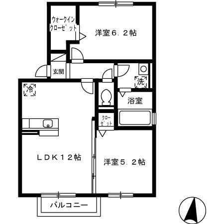 ボナールユートA棟(2LDK/2階)の間取り写真