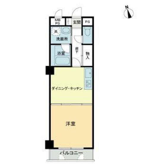 ライオンズマンション岡山医大南第2(1DK/4階)の間取り写真