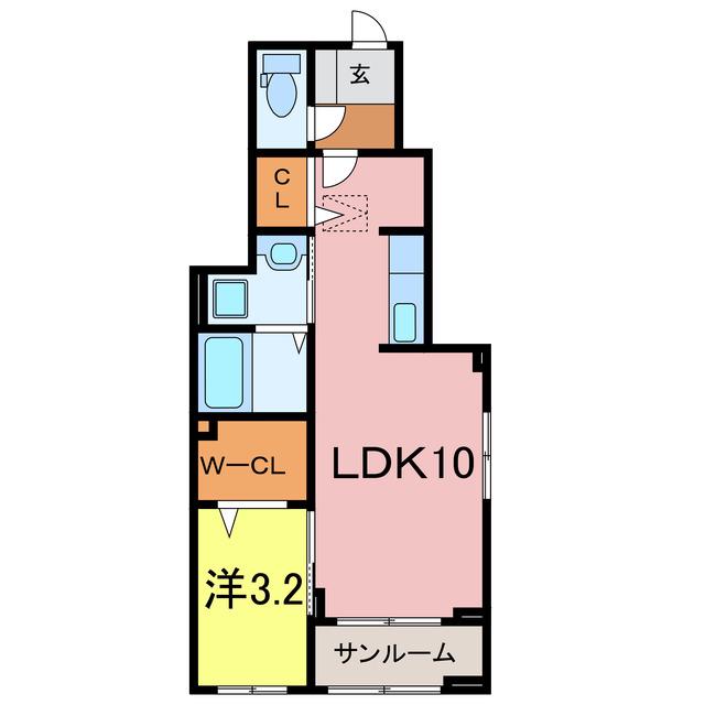 エスポワール池浦(1LDK/1階)の間取り写真