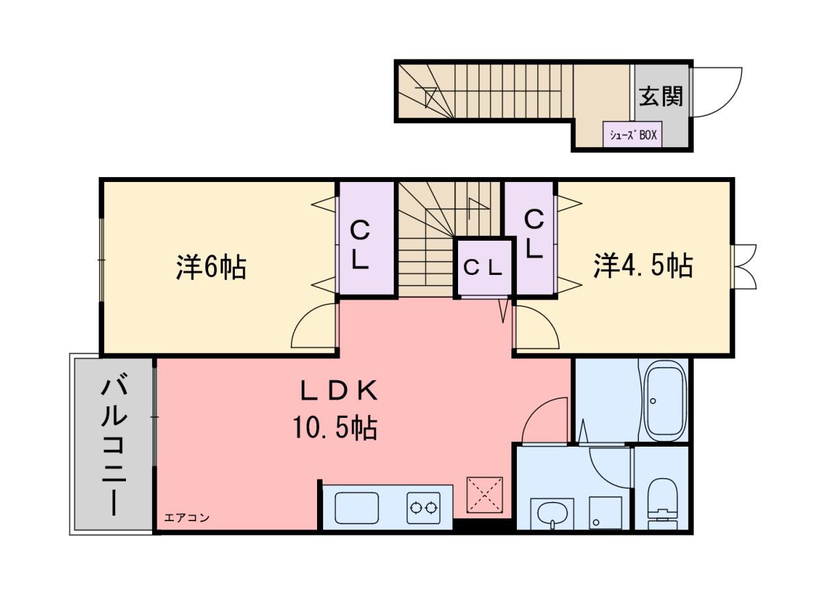 コンフォート凌(2LDK/2階)の間取り写真