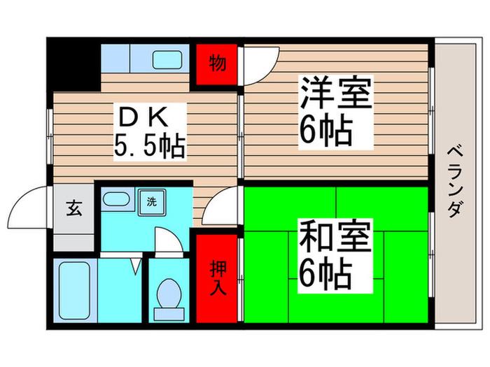コットンハウス(2DK/1階)の間取り写真