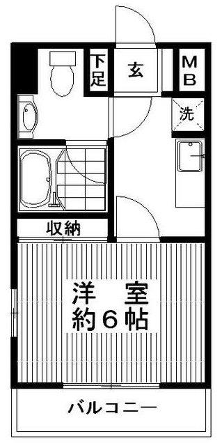 アヴァンセ北越谷(1K/2階)の間取り写真