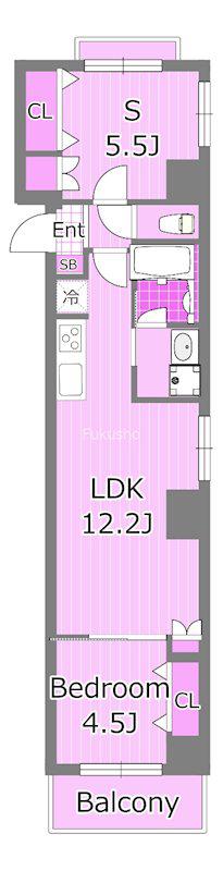 グランメール横浜大口(1SLDK/2階)の間取り写真