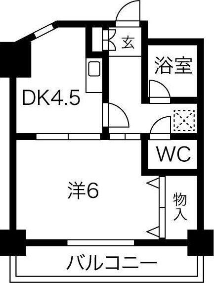 サウスフラット(1DK/7階)の間取り写真