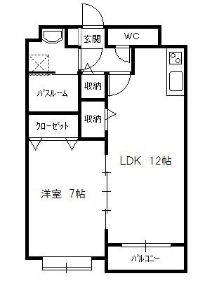 グランボーテ千賀の浦(1LDK/4階)の間取り写真