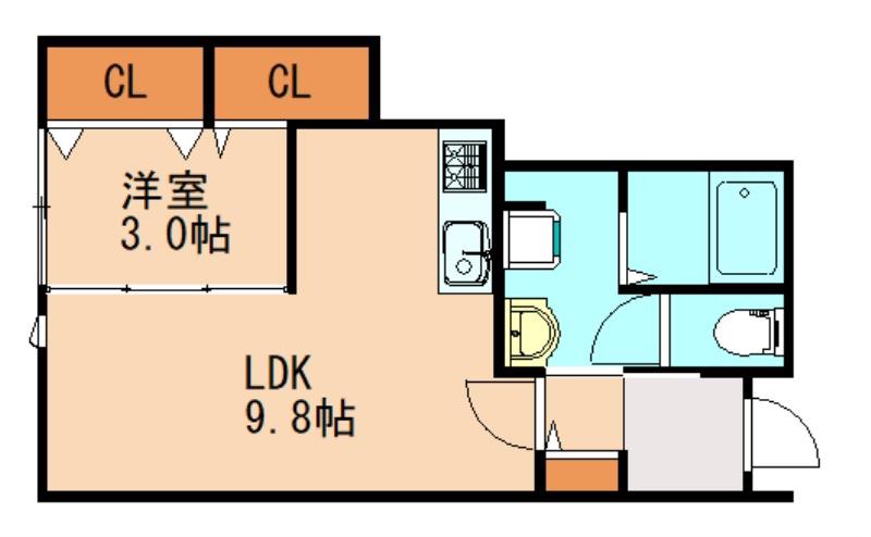 イーヴス上三緒 A棟(1LDK/1階)の間取り写真