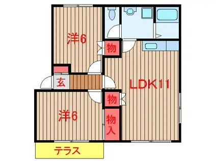 グリーンヒル習志野(2LDK/1階)の間取り写真