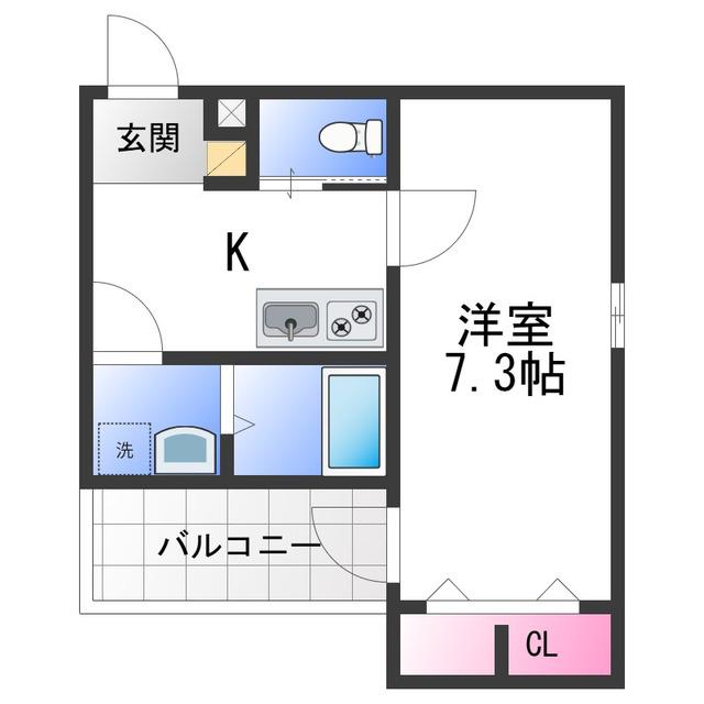 FELIZ COURT日根野(1K/1階)の間取り写真