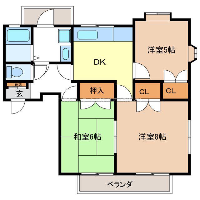 小柴見ハイツ(3DK/2階)の間取り写真