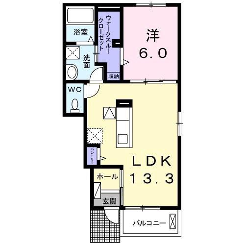 SOUZA田能(1LDK/1階)の間取り写真