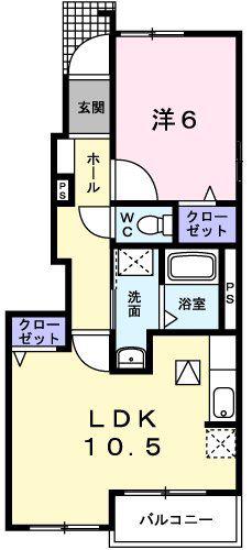 チェルシーテラスII(1LDK/1階)の間取り写真