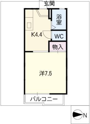 石神ハイツA(1K/2階)の間取り写真