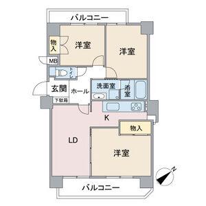 ライオンズマンション高針台(3LDK/3階)の間取り写真