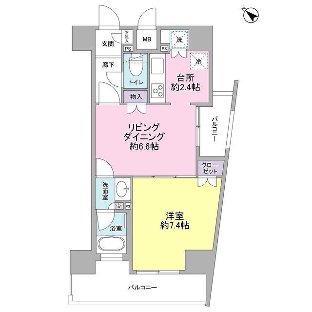 コンフォリア三宿(1LDK/9階)の間取り写真