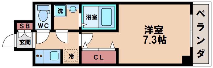 サンシルク阿倍野(1K/7階)の間取り写真