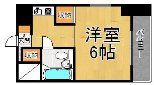 猪名寺パークマンションⅠ(ワンルーム/6階)の間取り写真