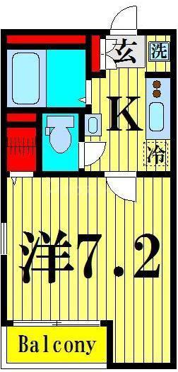 グランクオール五反野(1K/1階)の間取り写真