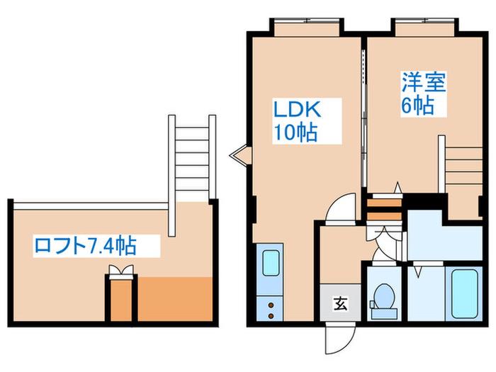 ハイデンス曙(1LDK/2階)の間取り写真