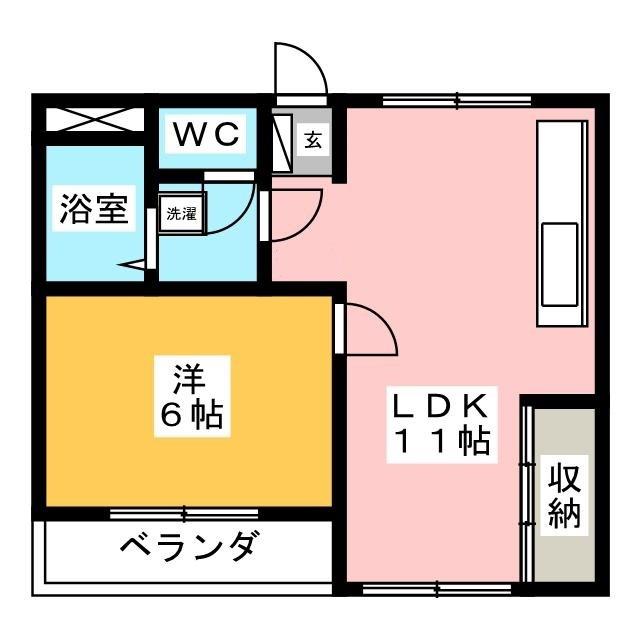 コーポ学園町(1LDK/2階)の間取り写真