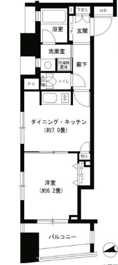 パークキューブ浅草田原町(1DK/3階)の間取り写真