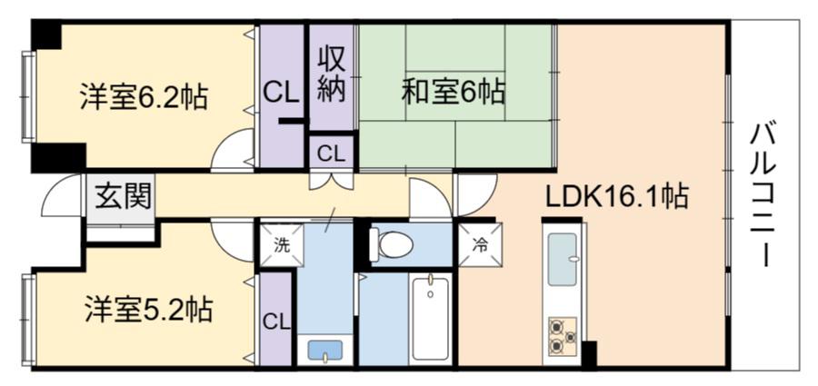 エヴァーグリーン青葉の森(3LDK/2階)の間取り写真