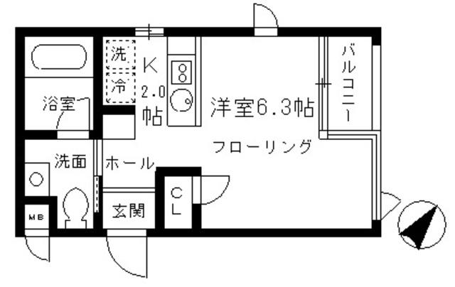 グランアセット月島(ワンルーム/2階)の間取り写真