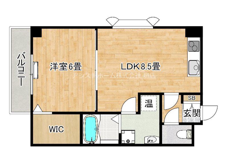 バスキア(1LDK/4階)の間取り写真