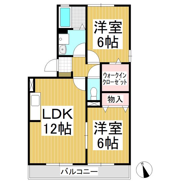 シャルマン A(2LDK/1階)の間取り写真