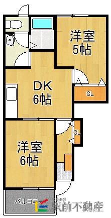 エテルノビルゴA(2DK/1階)の間取り写真