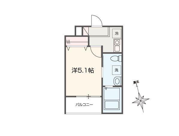 MELLAS川口(1K/3階)の間取り写真