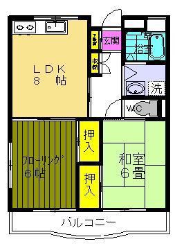 シルクハイツ(2LDK/2階)の間取り写真