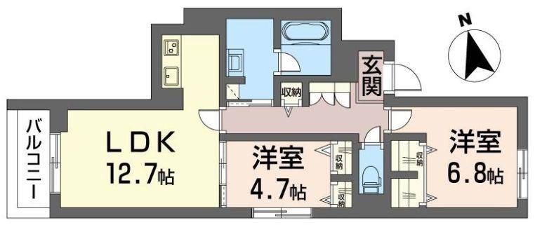 レインボーハートT(2LDK/2階)の間取り写真