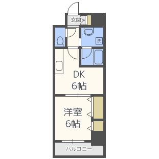 CITY SPIRE難波南(1DK/4階)の間取り写真