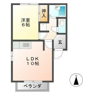 グリーンハイツ真正 C(1LDK/2階)の間取り写真
