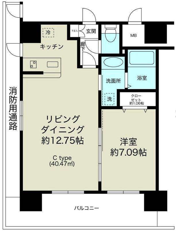 ノルデンタワー新大阪プレミアム(1LDK/21階)の間取り写真