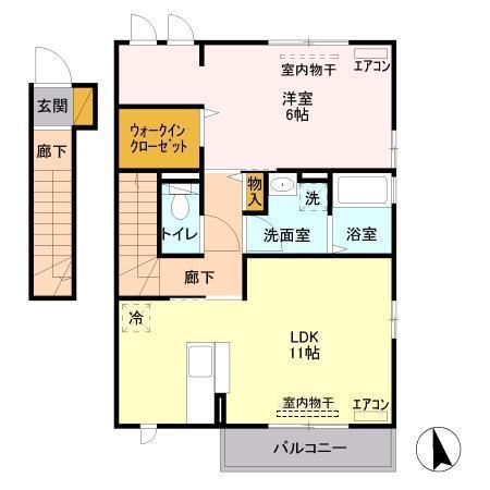クレディB(1LDK/2階)の間取り写真