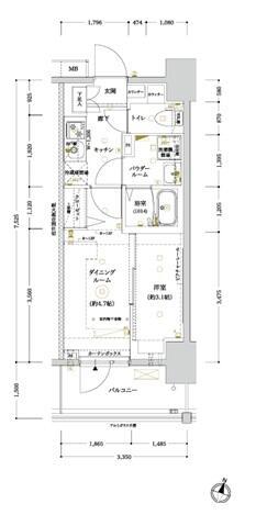 RELUXIA TOKYO イーストII(1DK/4階)の間取り写真