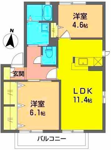 ハイビレッジ(2LDK/2階)の間取り写真