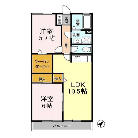 エンゼル・パル一番館(2LDK/2階)の間取り写真