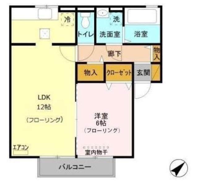 エスポワール柳崎(1LDK/1階)の間取り写真