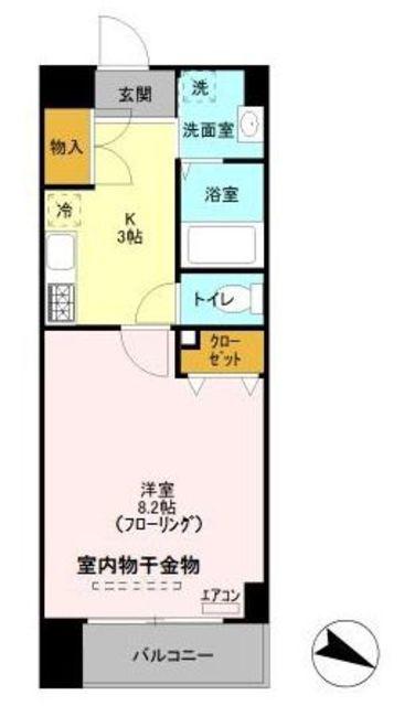 ウィスタリア(1K/2階)の間取り写真
